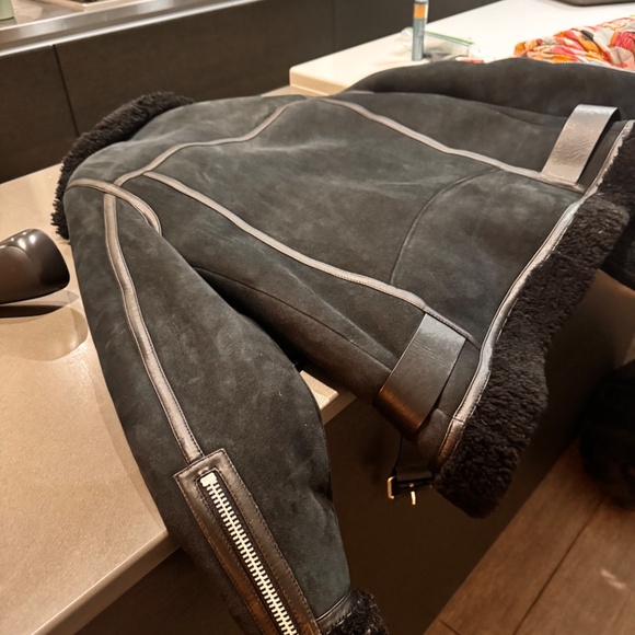 All Saints Harley Black Shearling Jacket - Picture 3 of 5